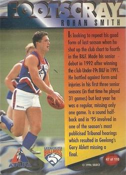 1996 Select AFL Centenary Series #47 Rohan Smith Back